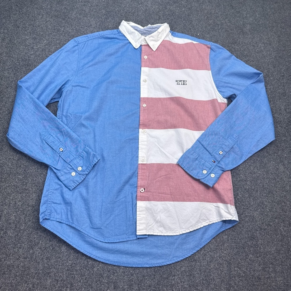 Tommy Hilfiger‎ Slim Fit Button Up Shirt Mens Size XL American Flag Casual